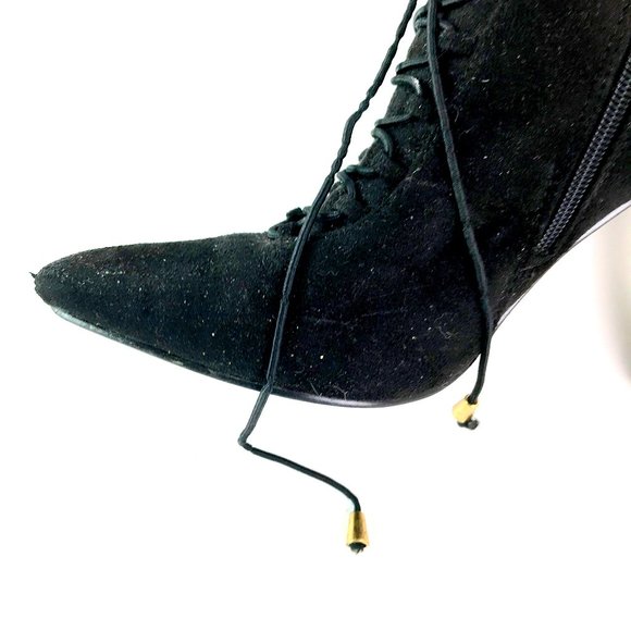 Lace Up Black Suede Booties - Picture 4 of 5